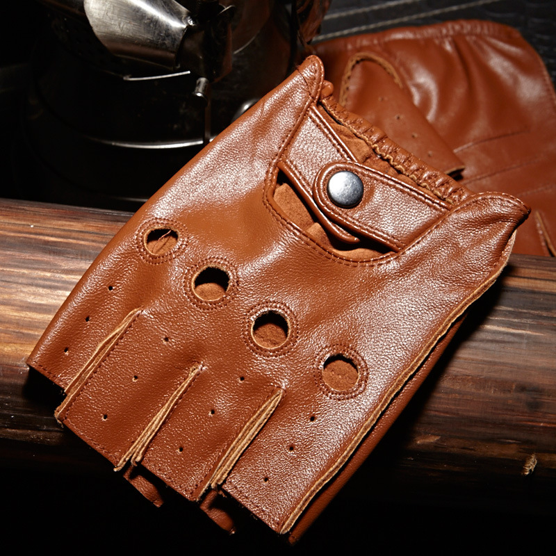 Leather Driving Glove - Luvas de meio dedo do homem