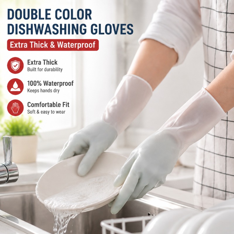 Dish Glove Rubber - Luvas de PVC Dupla Cor para