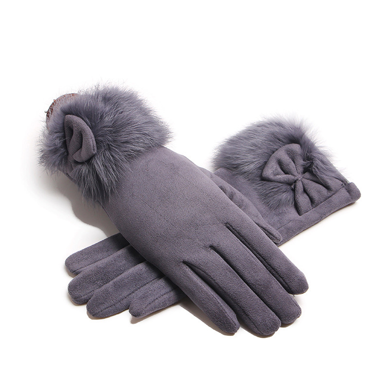 Leather Driving Glove - Inverno feminino camurça couro arco de