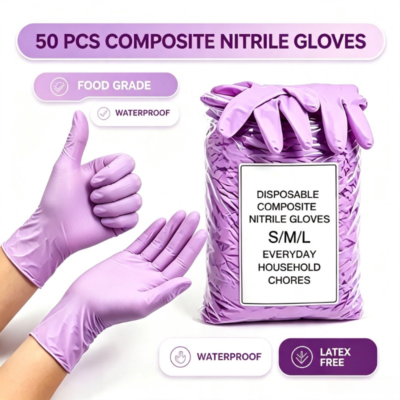 Exam Glove Nitrile - 50 Luvas de Nitrilo Descartáveis Roxas
